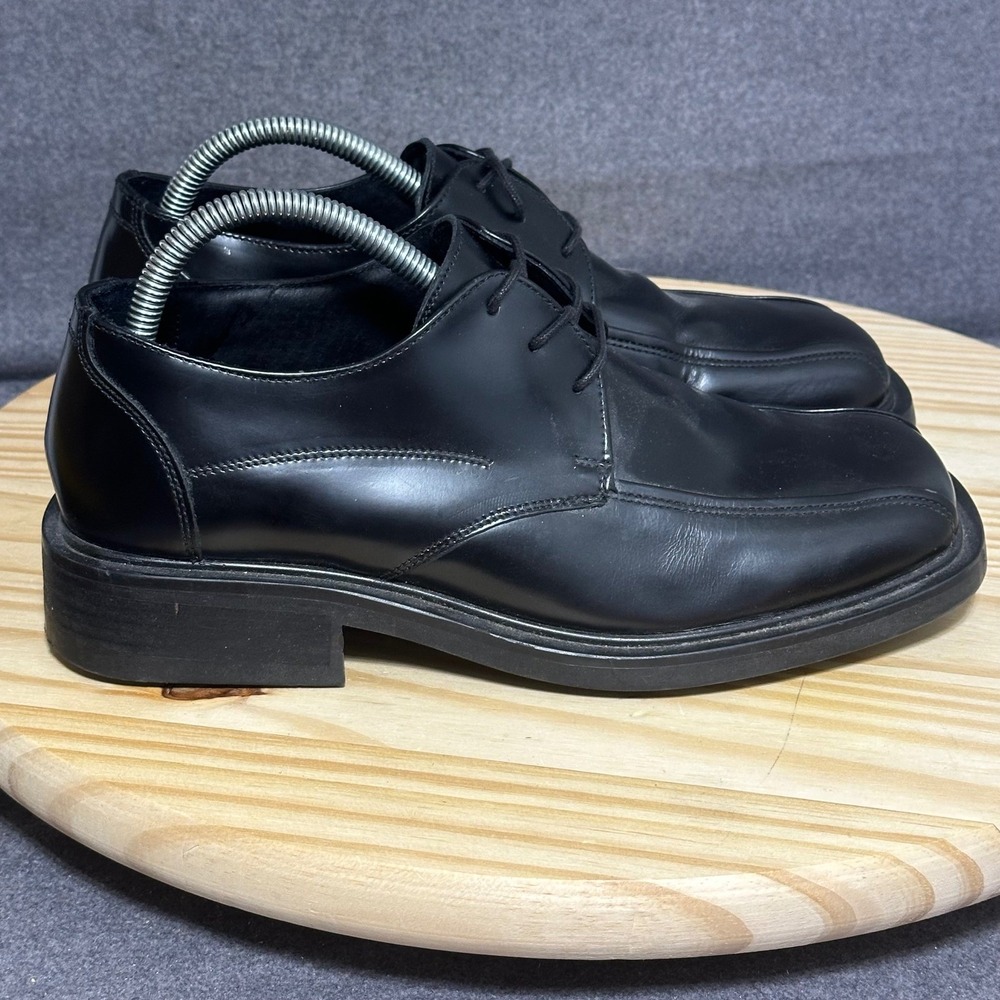 Kenneth Cole Reaction Black Leather Derby Shoes Square Toe Chunky Sole 8.5